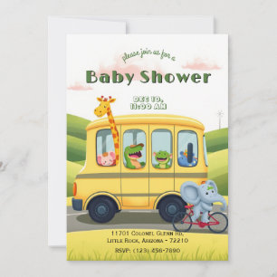 Animal School Bus Baby Shower Invitation
