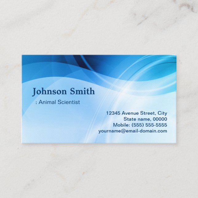 Animal Scientist - Modern Blue Creative Business Card (Front)