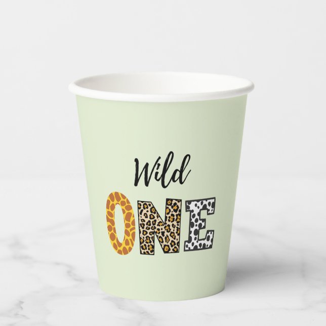 Animal Shape calligraphy wild one  Paper Cups (Front)