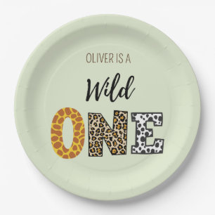 Animal Shape calligraphy wild one Paper Plate