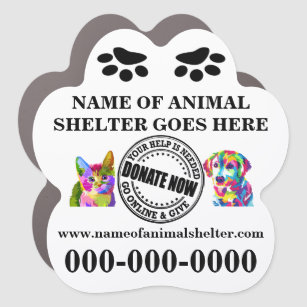 Animal shelter fundraising donate now cat dog art car magnet