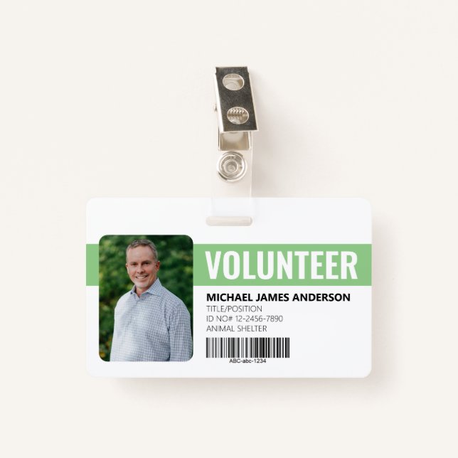 Animal Shelter Volunteer ID Badge (Front with Clip)