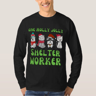Animal shelter worker Christmas dog cat shelter re T-Shirt