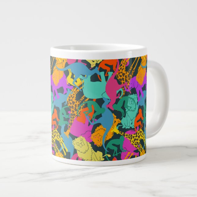 Animal Silhouettes Pattern Large Coffee Mug (Front Right)