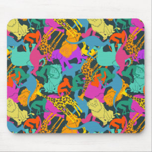 Animal Silhouettes Pattern Mouse Pad