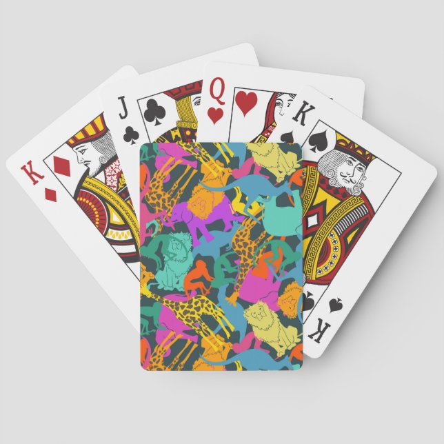 Animal Silhouettes Pattern Playing Cards (Back)