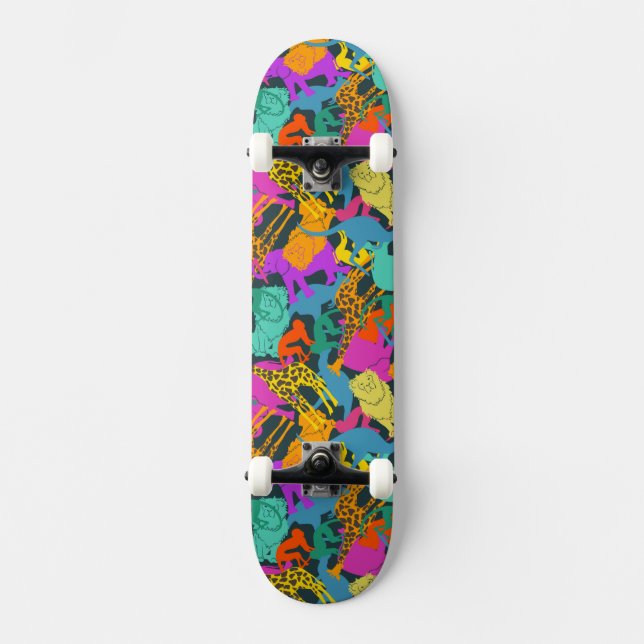 Animal Silhouettes Pattern Skateboard (Front)