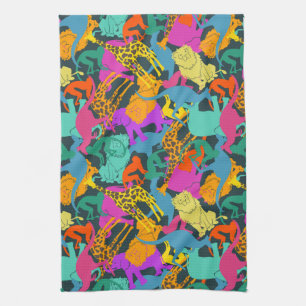 Animal Silhouettes Pattern Tea Towel