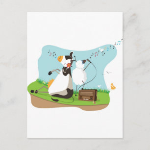 Animal singing postcard