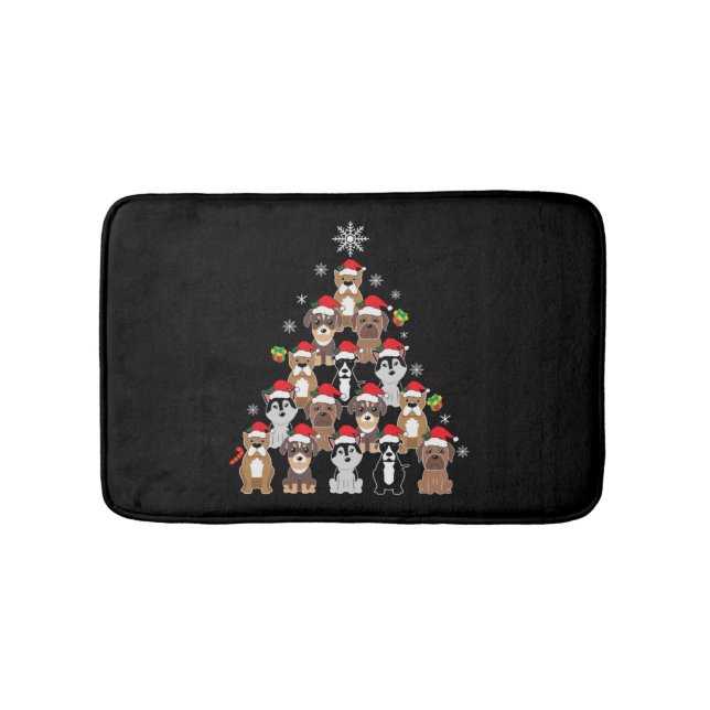 Animal Sitting in snow with Lights Christmas Santa Bath Mat (Front)