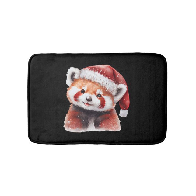 Animal Sitting in snow with Lights Christmas Santa Bath Mat (Front)