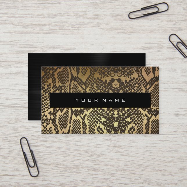 Animal Skin Black Gold Python Vip Fashion Stylist Business Card (Front/Back In Situ)