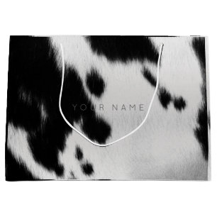 Animal Skin Black White Abstract Cow Grey Glam Large Gift Bag
