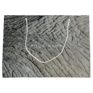 Animal Skin Brown Abstract Elephant Grey Silver Large Gift Bag