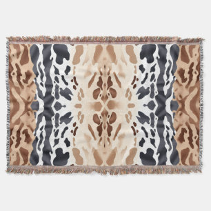 Animal Skin Cowhide print symmetrical Throw Blanket