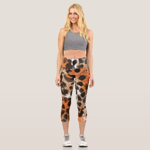 Animal skin: creative leopard pattern. capri leggings