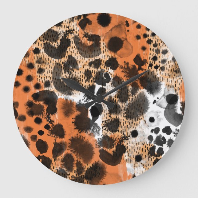 Animal skin: creative leopard pattern. large clock (Front)