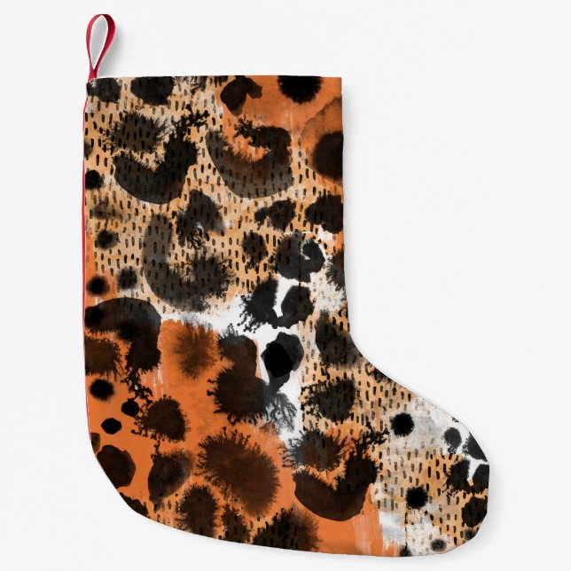 Animal skin: creative leopard pattern. small christmas stocking (Front)