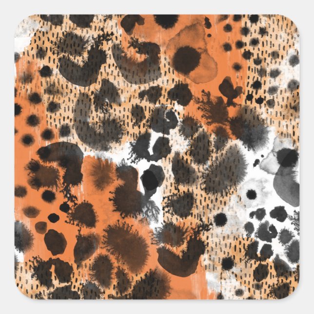 Animal skin: creative leopard pattern. square sticker (Front)