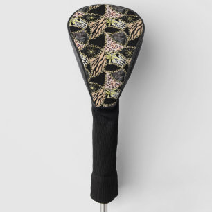 Animal skin, gold chains golf head cover