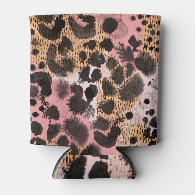 Animal skin: ink splatter pattern. can cooler (Front)