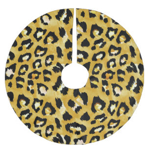 Animal Skin, Watercolor Leopard Seamless. Brushed Polyester Tree Skirt