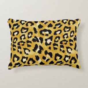 Animal Skin, Watercolor Leopard Seamless. Decorative Cushion