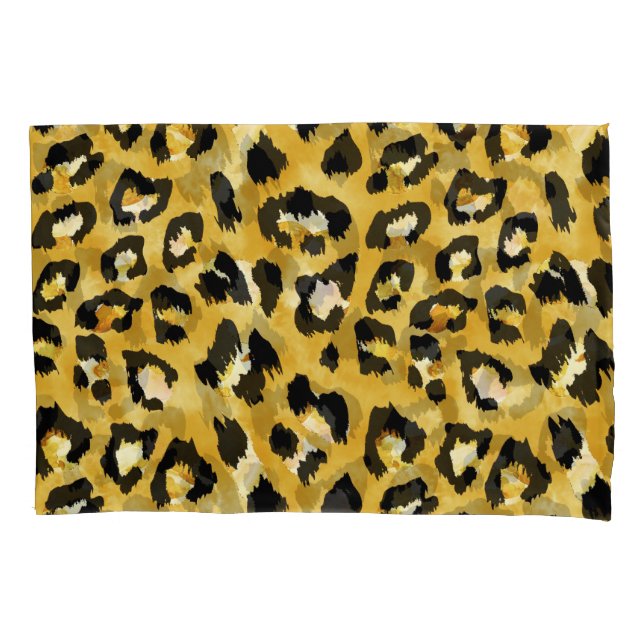 Animal Skin, Watercolor Leopard Seamless. Pillowcase (Front)