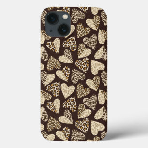 Animal skin with hearts iPhone 13 case