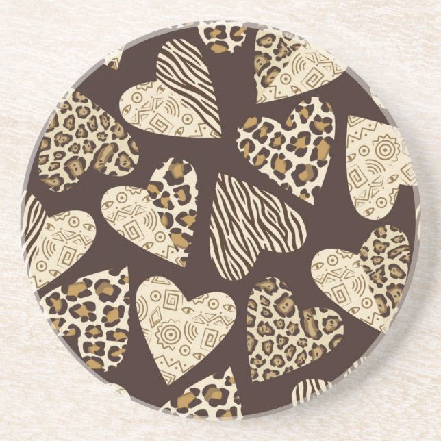 Animal skin with hearts coaster (Front)