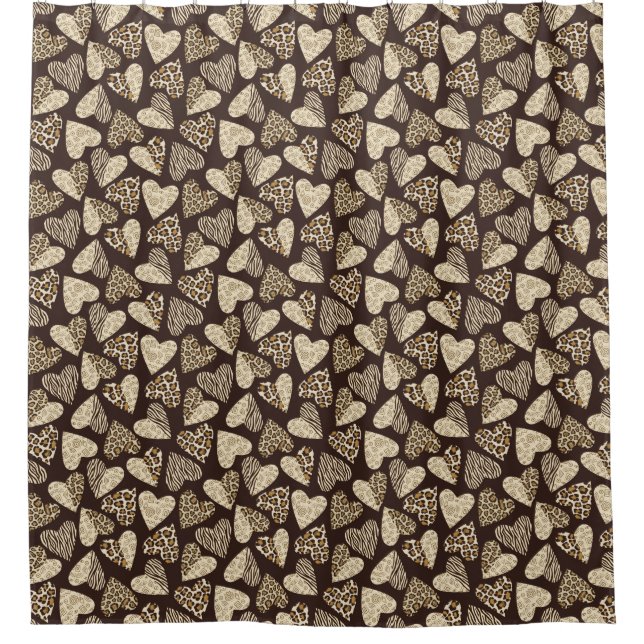 Animal skin with hearts shower curtain (Front)