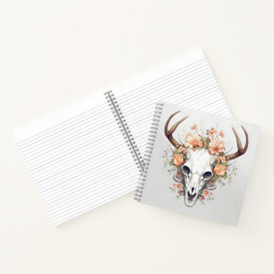 Animal Skull Delicate Flowers Notebook