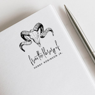 Animal Skull From The Library Of Custom Name Book Rubber Stamp
