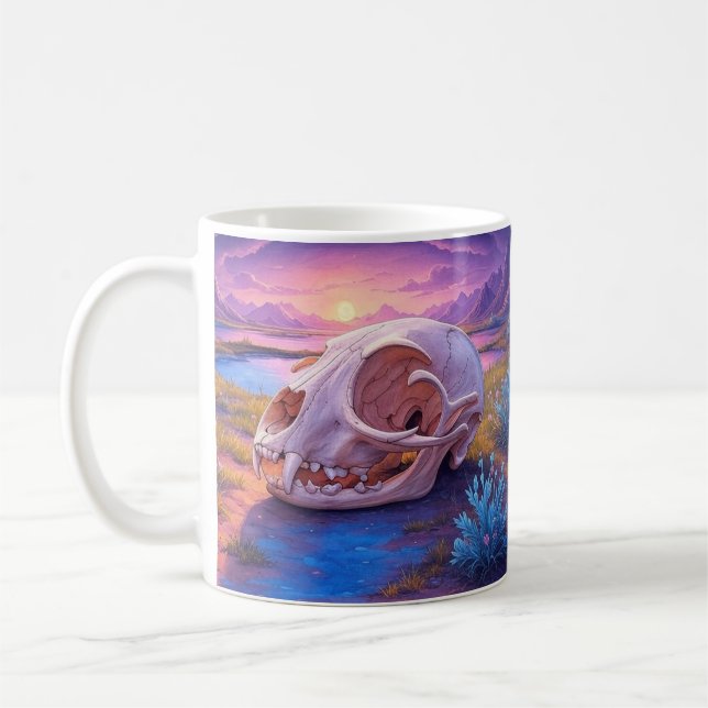 Animal Skull in Desert Sunset Coffee Mug (Left)