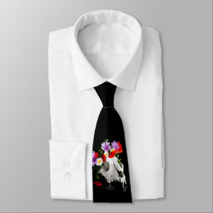 Animal skull with a wreath of wild flower tie