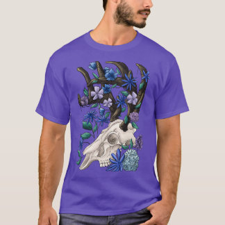 Animal skull with blue flowers T-Shirt