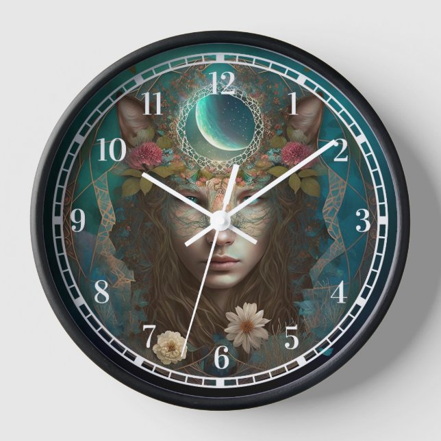 Animal Spirit Mystical Fantasy Art Clock (Front)