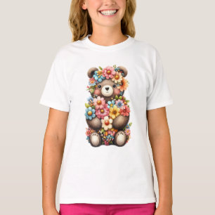 Animal Spring Flower Little Bear Cute Bear T-Shirt