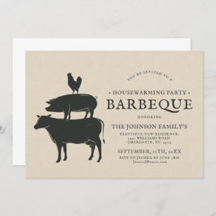 Animal Stack   Housewarming Barbecue Invitation