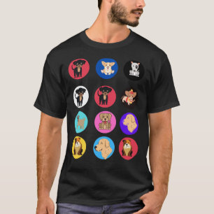 Animal Stickers Cute Dogs Funny Pitbull Golden T-Shirt