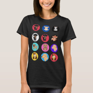 Animal Stickers Cute Dogs Funny Pitbull Golden T-Shirt