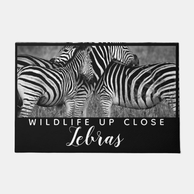 Animal Stripe Black White Wildlife up Close Doormat (Front)