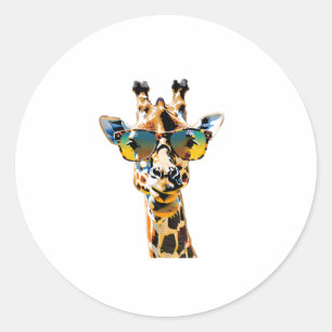 animal sunglasses giraffe with sunglasses classic round sticker