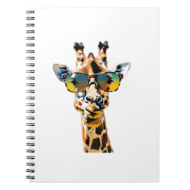 animal sunglasses giraffe with sunglasses   notebook (Front)