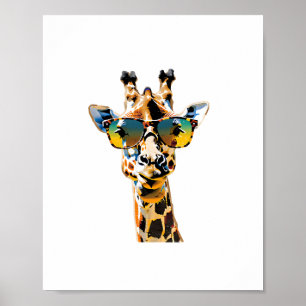 animal sunglasses giraffe with sunglasses poster