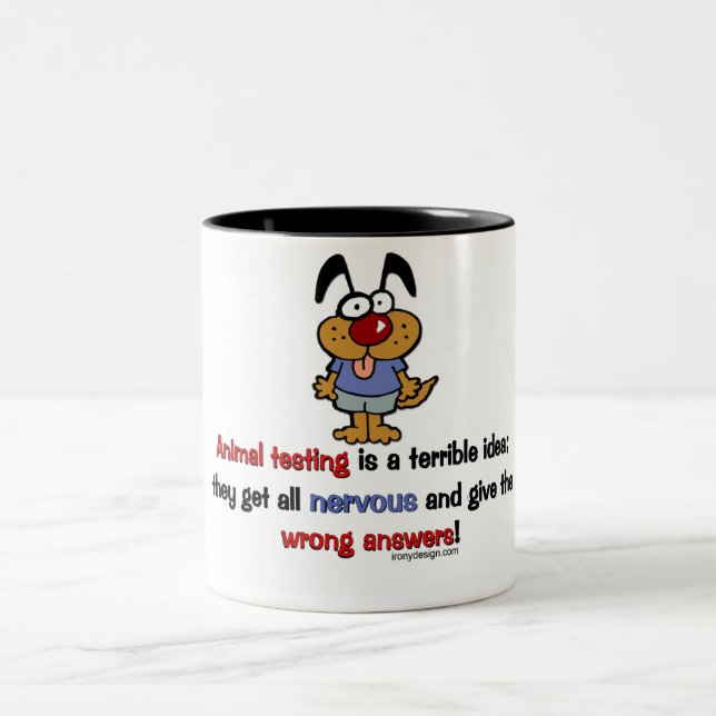 Animal Testing Humour Two-Tone Coffee Mug (Center)