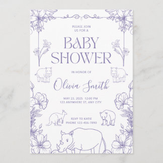 Animal Themed Baby Shower Invitation Baby Boy Girl