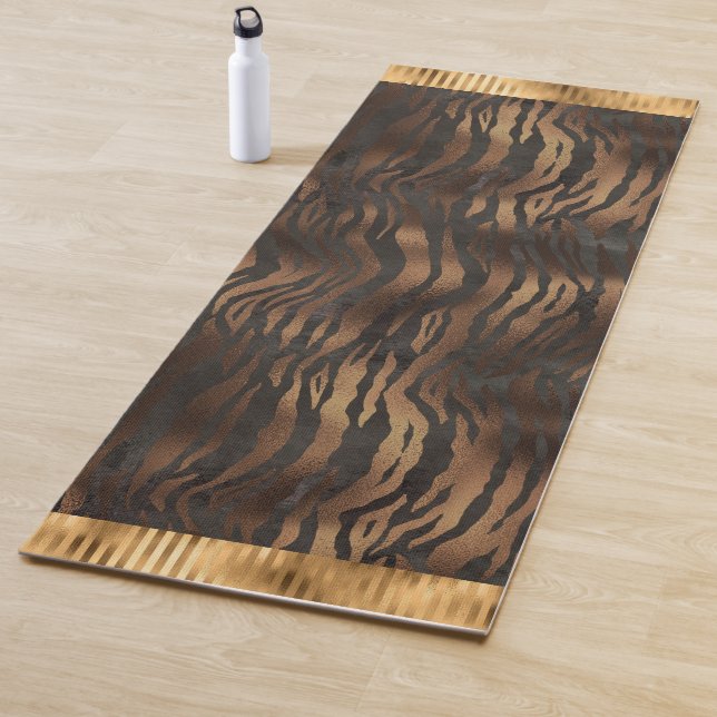 Animal Tiger Print Gold Elegant Metallic Glam Yoga Mat (In Situ)