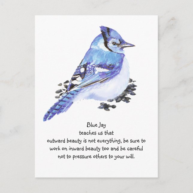 Animal Totem Blue Jay Inspirational Nature Guide Postcard (Front)