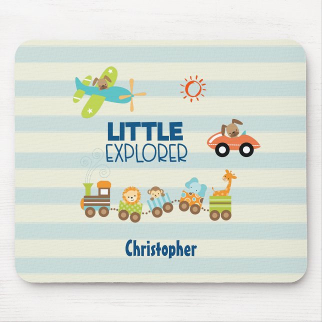 Animal Toy Train Car and Aeroplane Little Explorer Mouse Pad (Front)